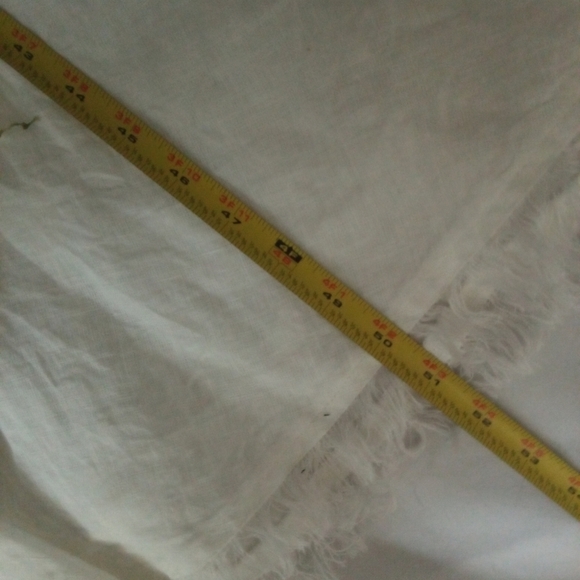 Crown Linen Women's Tawni Frayed Hem White Midi Dress Casual Minimalist Large - Picture 7 of 7